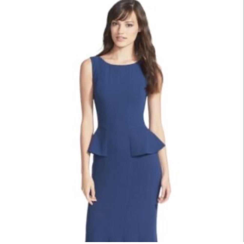 BCBGMAXAZRIA Blue Peplum Bodycon Dress – Size Medium